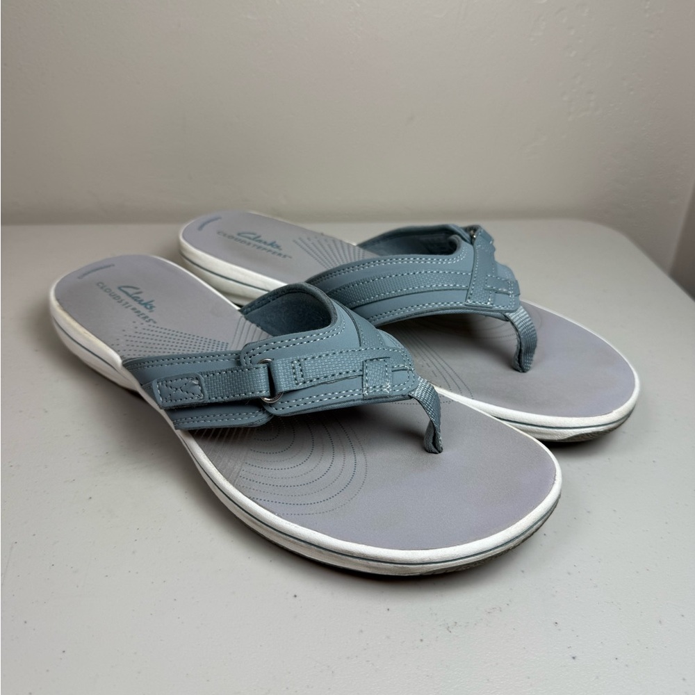 Clarks Breeze Sea Blue Comfort Thong Flip Flops Sandals Size 10